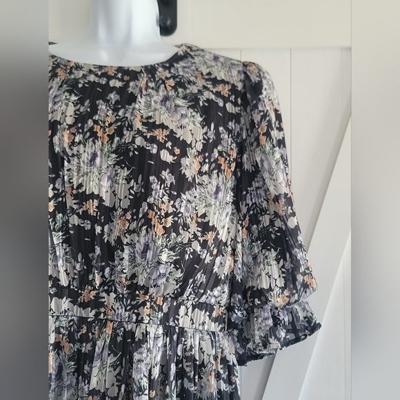 Lulu's Black Floral Print Skater Mini Dress | Size XL - Picture 7 of 11